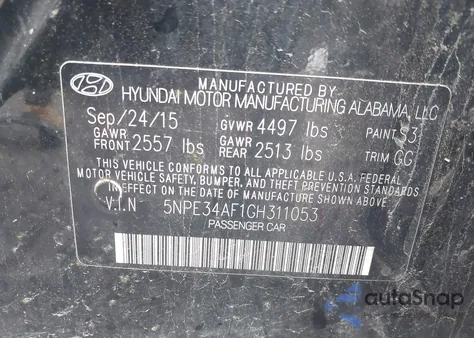 2016 Hyundai Sonata Limited from USA, damaged, VIN 5NPE34AF1GH311053